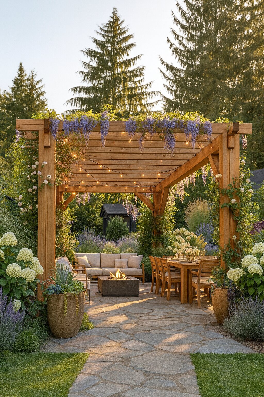 Pergola and plants
